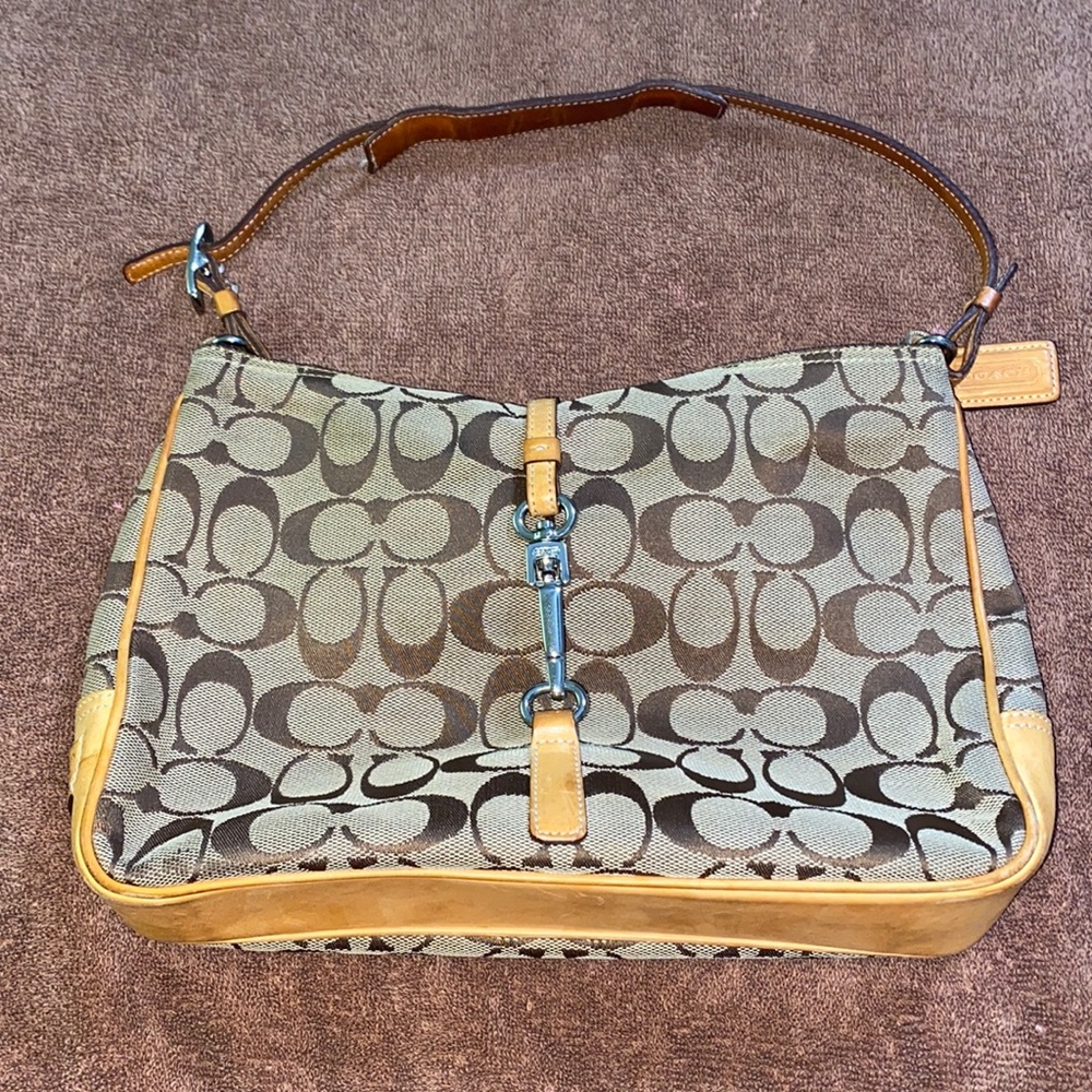 Orange, Brown Coach Purse